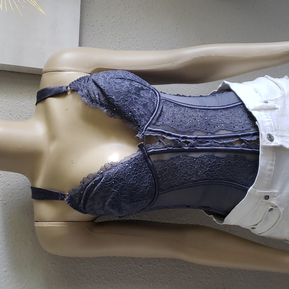 Victoria Secret Very Sexy Lace Corset Bra Top Gray Size 36D